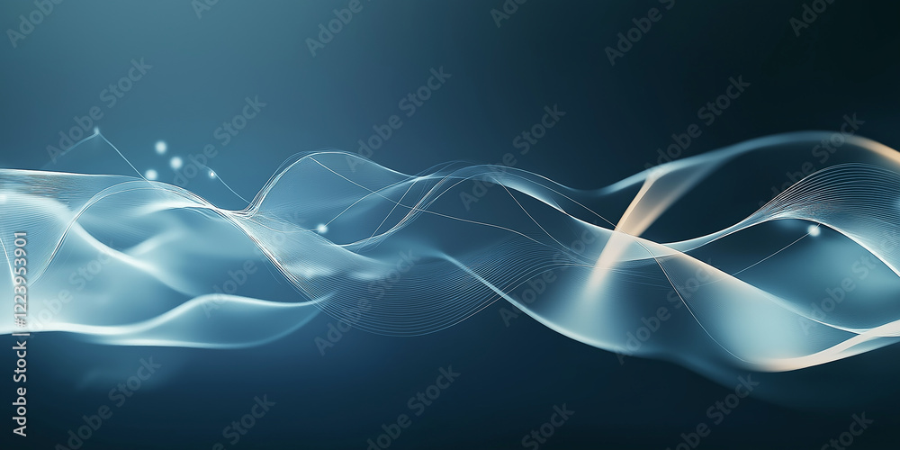 Aufkleber Abstract blue wavy lines flowing across frame creating dynamic visual