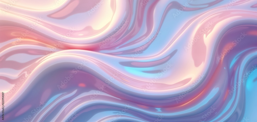 Poster abstract iridescent liquid swirls in soft pastel colors. fluid design with vibrant shimmers, glowing