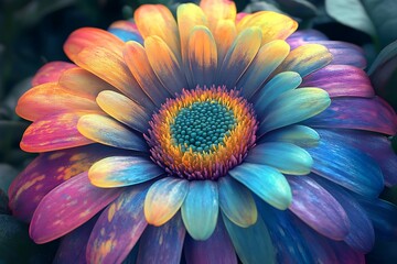Colorful gerbera flower isolated on black background. Computer generated graphics.