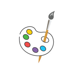 A paintbrush and color palette