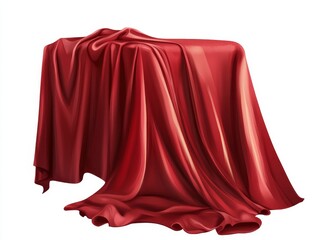 Red silk cloth draped over a rectangular object.