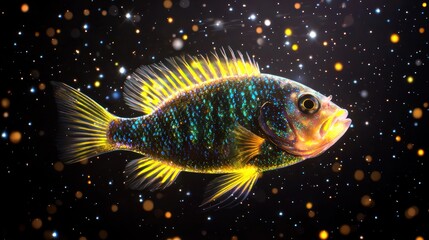 Fototapeta premium Cosmic Fish in Sparkling Galaxy