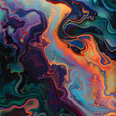 Obraz premium Iridescent Abstract Oil Slick Design Featuring Swirling Gradients of Vibrant Hues and Glossy Highlights