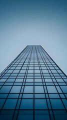 Fototapeta premium City skyscraper, low angle view, clear sky, modern architecture, business