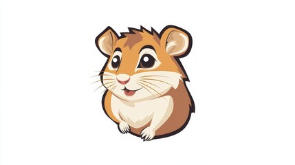 Obraz premium Adorable Cartoon Hamster Sitting Happily