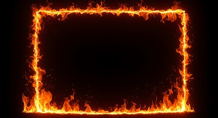 Fiery Rectangle Frame Burning Hot Fire Border Design