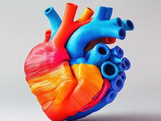 Colorful anatomical heart model. AI.