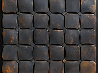 Dark bronze square tile wall texture