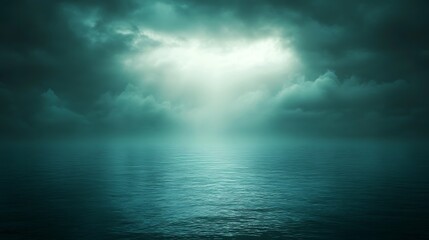 Obraz premium Dark Clouds Over a Calm Teal Ocean
