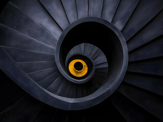 Fototapeta premium Dark Spiral Staircase, Ascending, Abstract Background