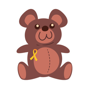 Teddy bear with heart and ribbon for cancer support