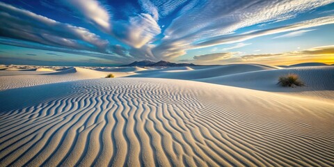 Naklejka premium Serene White Desert: Captivating Sandy Ripples and Dune Waves in a Textured Landscape