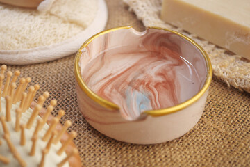 coconut oils in a bowl on a table 