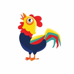 Male rooster isolated on white background.