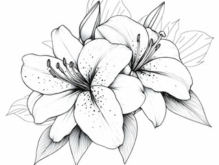 Elegant lilies line drawing, floral design