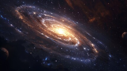 Naklejka premium a spiral galaxy with a luminous center in amazing outer space