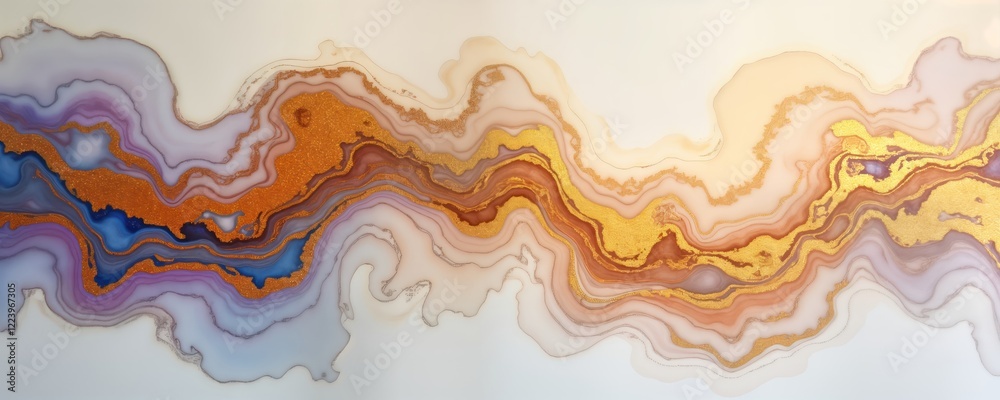 Aufkleber abstract art background with flowing blue violet, gold glitter colors. marble watercolor texture cre