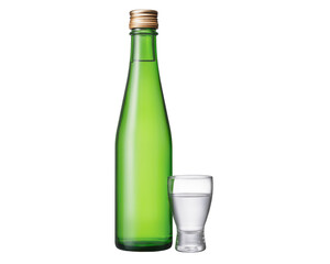 グラスに注がれた日本酒とボトル