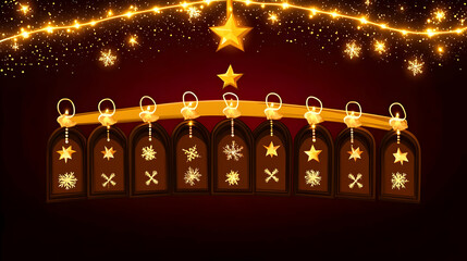 Festive gift tags, winter, dark background, holiday sale