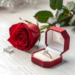 valentine day wishes with rose and ring