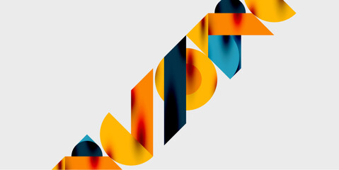 Detailed composition of circles, semicircles, and triangles with glossy effects and smooth gradients. A sleek and modern vector design for creative and tech-inspired projects