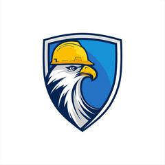 Obraz premium Eagle head wearing helmet project blue background illustration logo design