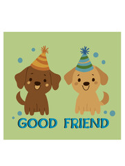 Happy cartoon dog character in cute vector illustration style