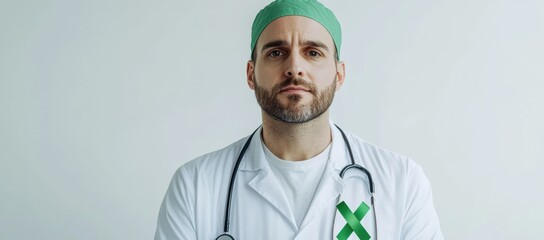 Portrait of a Pensive Male Doctor in a White Coat