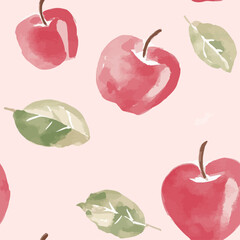 Seamless fabric pattern of apples in colorful and vibrant vector illustration