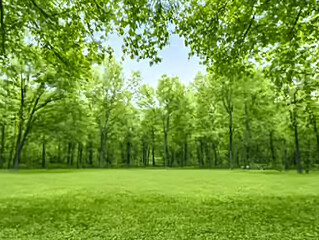 Obraz premium Lush green forest, summer day, park, calm