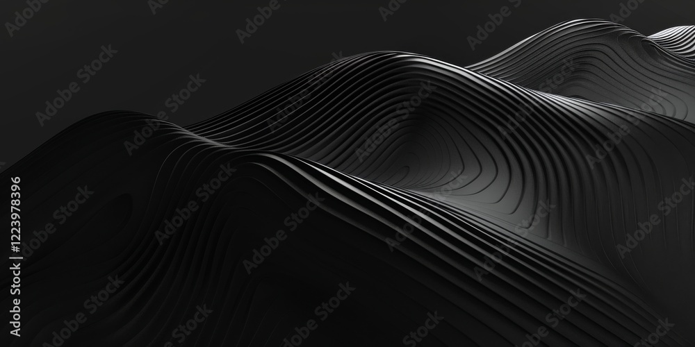 Poster A clean and simple design with a pure black background, Minimalist typography and patterns in a structured composition, Contemporary minimalist style