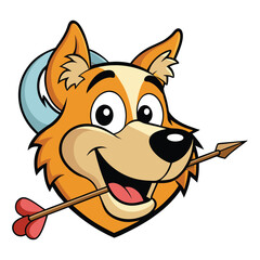 Cute Cartoon Dog with Cupid's Arrow, Perfect for Valentine's Day