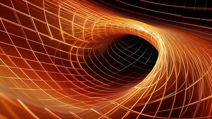 Abstract Orange Grid Forming a Vortex Tunnel