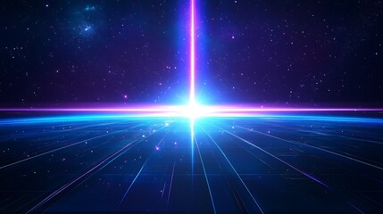Obraz premium Abstract Cosmic Grid Illuminated By Vibrant Light Beam