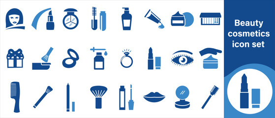 Beauty cosmetics icon set, vector, bottle, lotion, cream, beauty, set, illustration, tube, cosmetology, product, jar, cosmetic, care, lipstick, skin, icon, line, spray, mirror and more