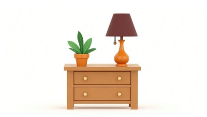 Wooden Chest Holds Lamp And Plant