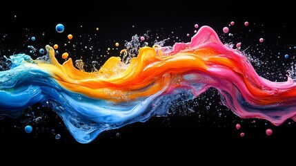 Vivid Neon Paint Explosion: Capturing the Dynamic Burst of Colorful Splatters in Motion
