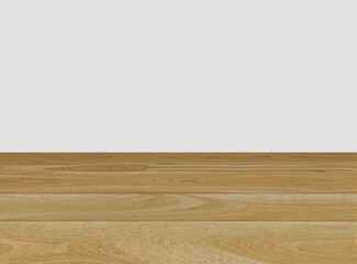 Fototapeta premium A flat view of wood-tiled flooring with a smooth, neutral-toned wall. A minimalist design perfect for real estate backgrounds or website use.