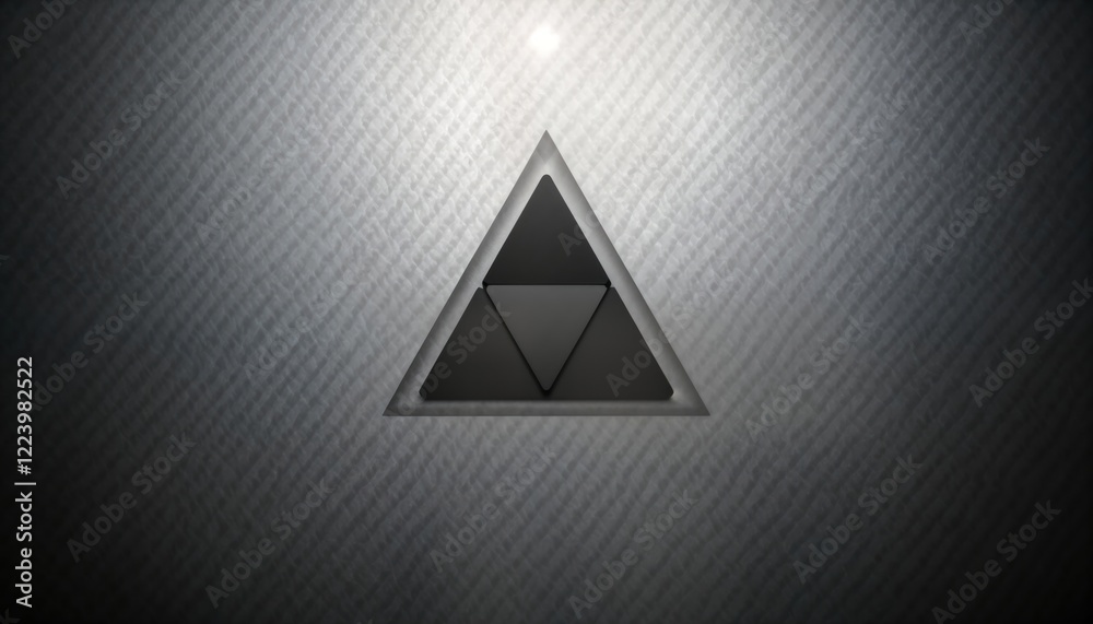 Aufkleber Abstract minimalist design featuring repeating triangle pattern on black, white background. Geometric shapes create seamless texture. Illustration suitable for various design projects. Pattern