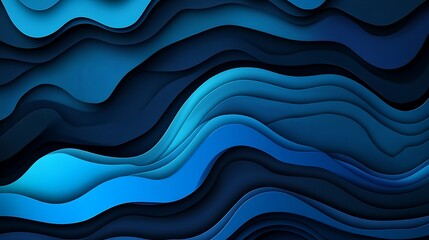 Abstract Blue Waves Papercut Style Design