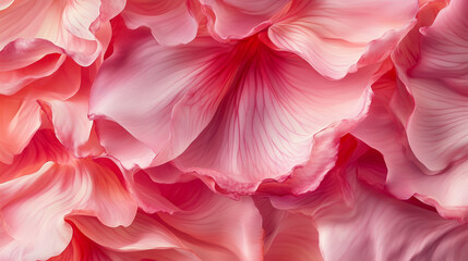 Pink floral petals form delicate waves texture background giving calming feel
