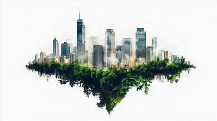Fototapeta premium Nature and urban jungle aerial perspectives on modern cityscapes