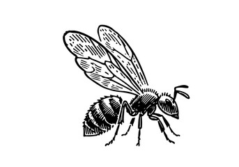 Flying ant hand drawn Illustration Sketch Vector Isolated
