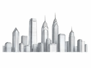 Philadelphia skyline sketch, urban scene
