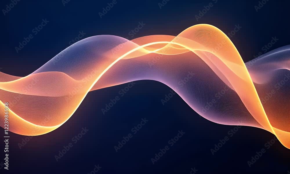 Poster abstract glowing wave, dark background, design element