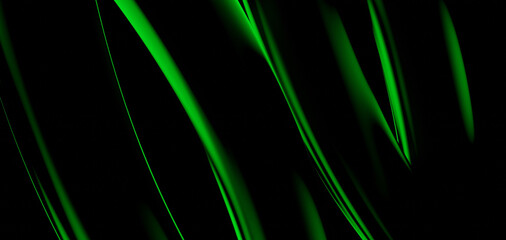 Green Line Abstract Design Over Dark Background with 3D Artistic Touch