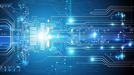 Obraz premium Abstract Circuit Board Technology Background: Futuristic Digital Network Design