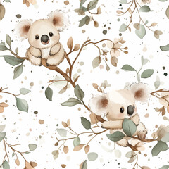 seamless pattern with koala Cartoon Illustration Graphic © nurendah