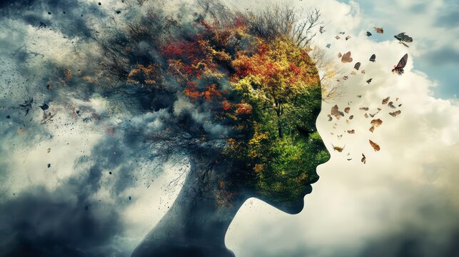 A surreal image representing the release of negative energy and the emergence of a healthier, more vibrant self