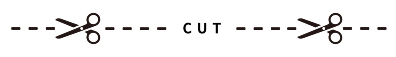 キリトリ線のイラスト、切り取り線のベクターイラスト